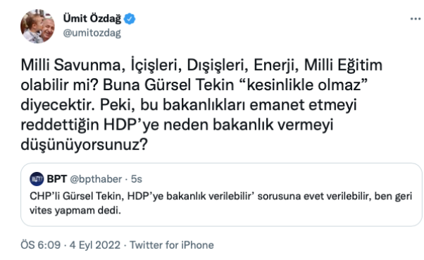 Gürsel Tekin'den HDP açıklaması: Yasal olarak faaliyet gösteren partileri kafamıza göre lanetleyemeyiz - Resim : 1