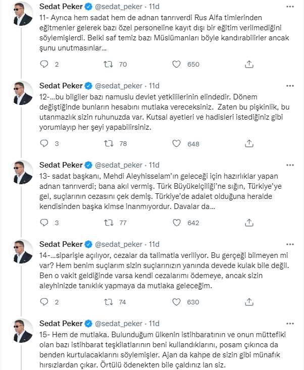Sedat Peker: Oluk oluk kan akacak açıklamam korku yaratmak için ortak fikrimizdi - Resim : 4