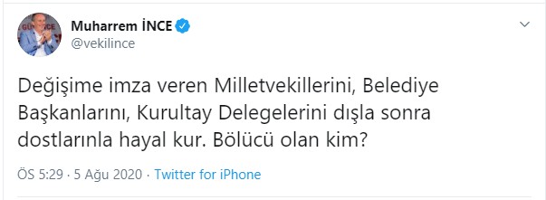 Muharrem İnce'den eleştirilere ilk yanıt: Bölücü olan kim? - Resim : 1