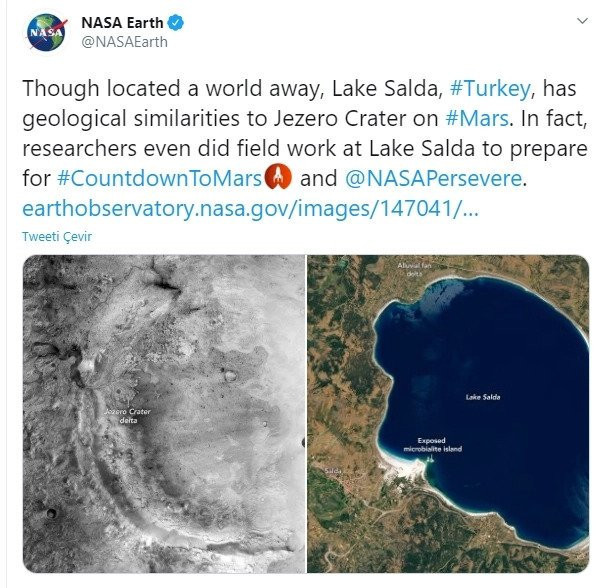 NASA: Salda Gölü'yle Mars'taki Jezero Krateri arasında coğrafi benzerlikler var - Resim : 1