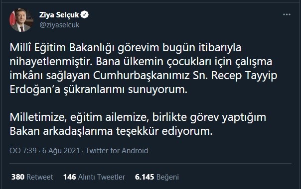 Milli Eğitim Bakanı değişti: İstifa eden Ziya Selçuk'un yerine Mahmut Özer atandı - Resim : 1