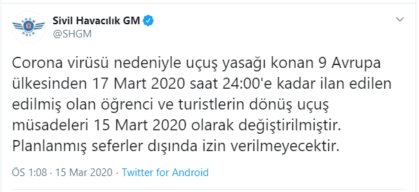 Dokuz ülke için konan uçuş yasağı erkene çekildi - Resim : 1