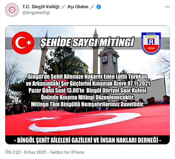 Bingöl’de valilik destekli mitingde Türkkan’a tehdit: Dua etsin geç duyuldu yoksa sağ çıkamazdı - Resim : 1