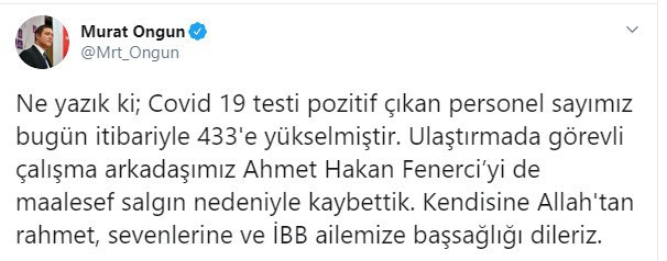 İBB'deki vaka sayısı 433'e yükseldi: 1 ölü - Resim : 1