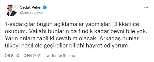 Sedat Peker'den SADAT'a yanıt ve 'rüşvet' açıklaması - Resim : 1