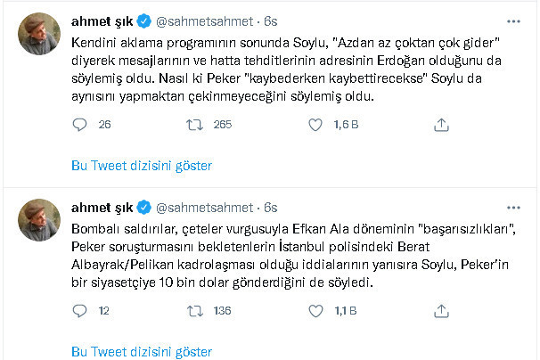 Ahmet Şık: Soylu da kaybederken kaybettirmekten çekinmeyeceğini söyledi - Resim : 1