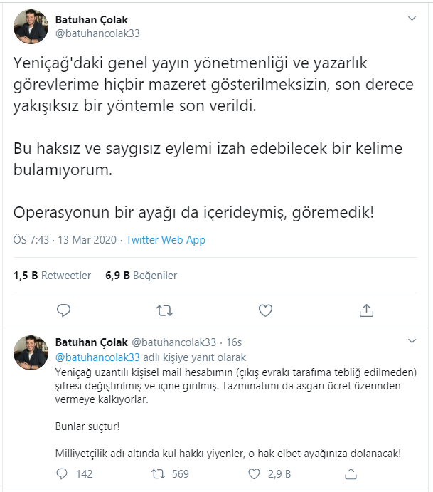 Yeniçağ GYY Çolak işten çıkarıldı: Operasyonun bir ayağı da içerideymiş - Resim : 1