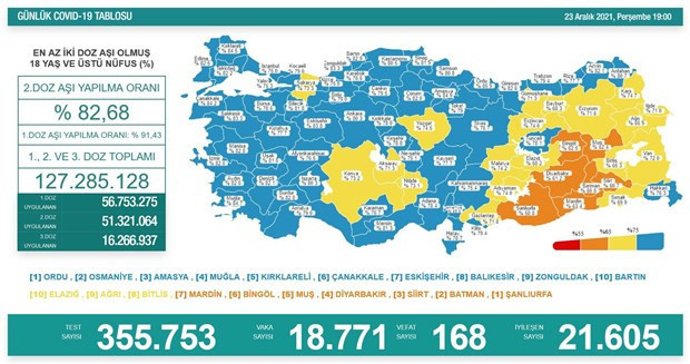 Türkiye'de koronavirüs tablosu: 24 saatte 168 can kaybı yaşandı - Resim : 1