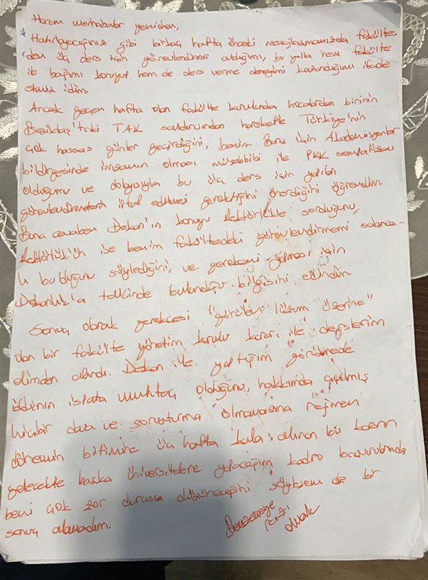 Hukuksuzluğu mektuba dökmüş: 'Sakıncalı' ilan edildim - Resim : 1