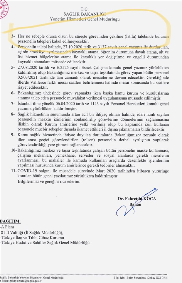 Sağlık Bakanlığı'ndan yeni genelge: Mart 2020'den itibaren bütün genel yazılar yürürlükten kaldırıldı - Resim : 2