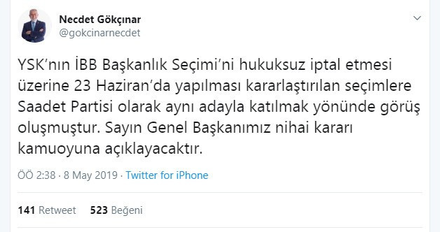 Saadet Partisi'nin İstanbul kararı - Resim : 1
