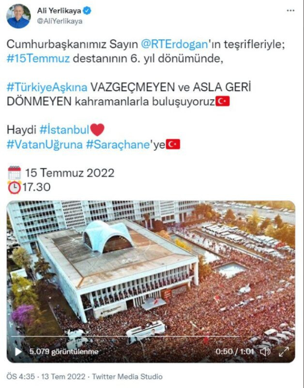 Vali Yerlikaya, 15 Temmuz paylaşımında 'İmamoğlu' detayını sildi - Resim : 1