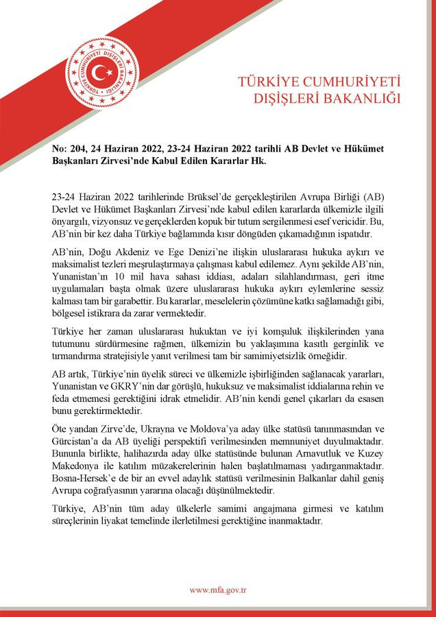 Türkiye'den Avrupa Birliği'ne tepki: Önyargılı ve gerçeklerden kopuk - Resim : 1