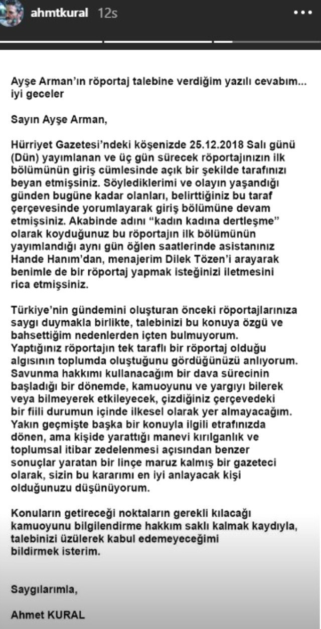 Kural'dan Arman'a: Röportaj talebiniz içten değil - Resim : 1