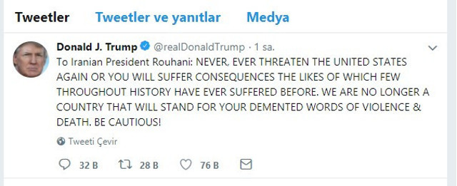 Trump'tan Ruhani'ye: Sonuçlarına katlanırsın - Resim : 1