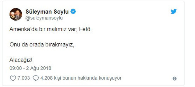 Süleyman Soylu: ABD'de bir malımız var - Resim : 1