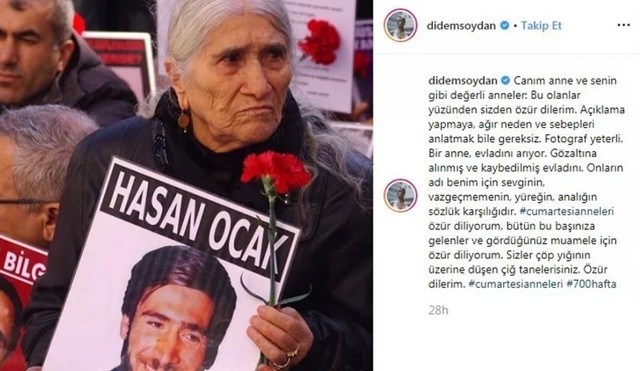 Cumartesi Anneleri’ne destek veren Didem Soydan’a 'terör' soruşturması - Resim : 1