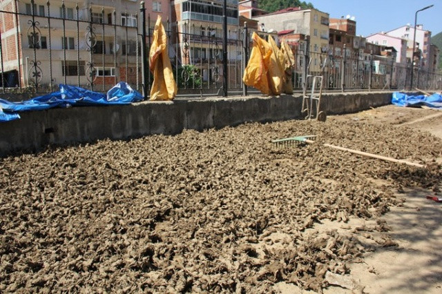 Fındık üreticisi çamurdan mahsulünü kurtarmaya çalışıyor - Resim : 1