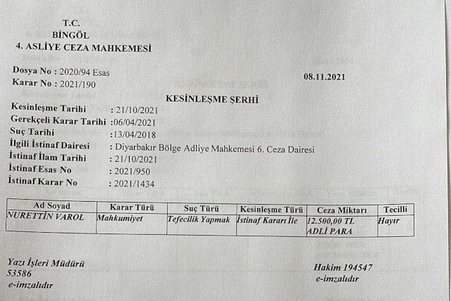 Bingöl MHP İl Başkanına ‘tefecilik yapmak’ suçundan ceza - Resim : 3