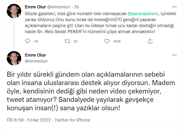 Sedat Peker, BirGün yazarı Yaşar Aydın'ı hedef aldı - Resim : 4