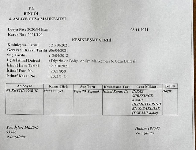 Bingöl MHP İl Başkanına ‘tefecilik yapmak’ suçundan ceza - Resim : 2