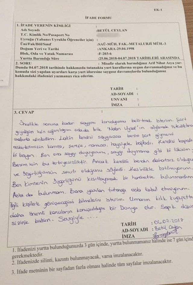 Yurtta şort giyen öğrencinin ifadesi alındı - Resim : 1