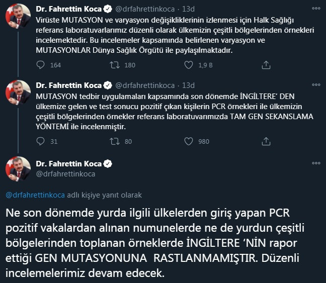 Bakan Koca: İngiltere’de yaşanan gen mutasyonuna Türkiye'de rastlamadık - Resim : 1