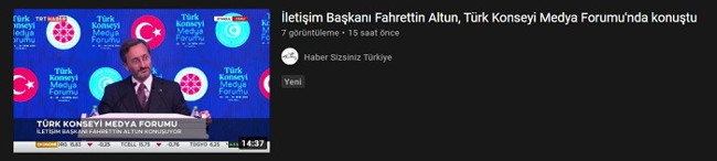 Altun'un konuşması YouTube kanalından silindi, yerine 37 saniyelik video konuldu - Resim : 2