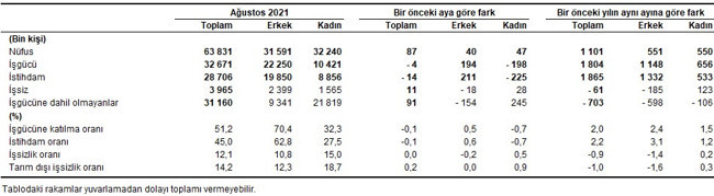 TÜİK'e göre işsizlik oranı değişmedi, ağustosta da yüzde 12,1 oldu - Resim : 2