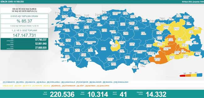 Güncel koronavirüs verileri: 10 bin 314 vaka, 41 vefat - Resim : 1