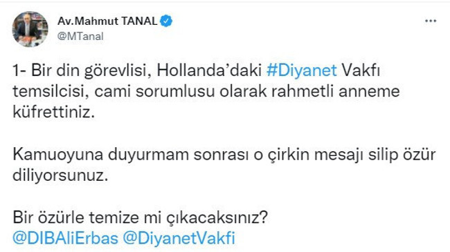 Diyanet temsilcisiden Mahmut Tanal'ın annesine hakaret - Resim : 2