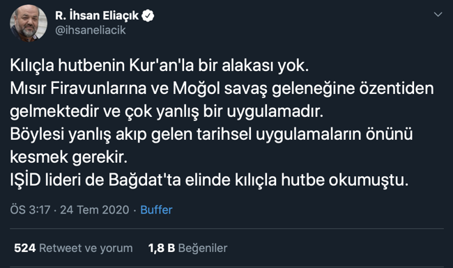 İhsan Eliaçık: IŞİD lideri de elinde kılıçla hutbe okumuştu - Resim : 1