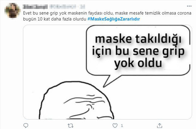 'Maske sağlığa zararlıdır' paylaşımlarına tepki: 'Maske taktığı için ölen kimse gelmedi bize' - Resim : 2
