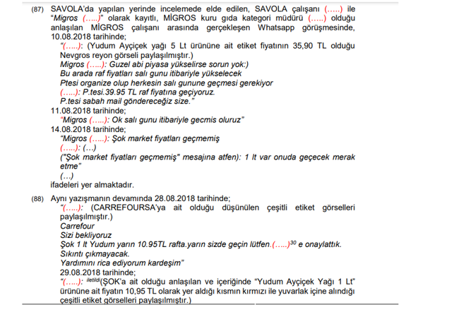 Fiyatları böyle belirlemişler: Rekabet Kurumu, marketler arasındaki yazışmaları açıkladı - Resim : 2