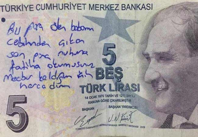 Esnaf, paranın üstündeki notu görünce sahibinin peşine düştü: Mecbur kaldığım için harcadım - Resim : 1