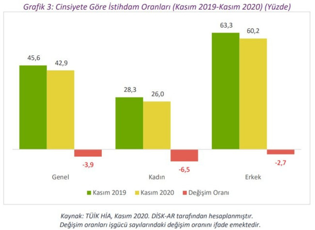 DİSK-AR: Covid-19 dönemindeki gerçek kadın işsizliği yüzde 43 - Resim : 3
