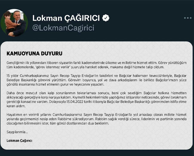 AKP'li başkan Çağırıcı'nın istifasına ilişkin 'cinsel içerikli görüntüler nedeniyle tehdit edildi' iddiası - Resim : 1