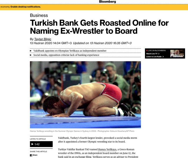 Yerlikaya'nın Vakıfbank'a atanması dünya medyasında haber oldu - Resim : 1