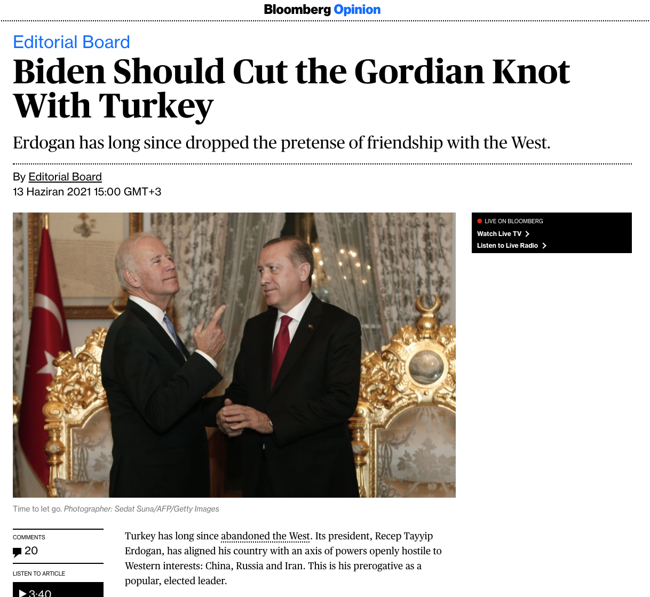 Bloomberg'den Erdoğan'la görüşecek Biden'a çağrı: Toleransın sonuna gelindiği gösterilmeli - Resim : 1