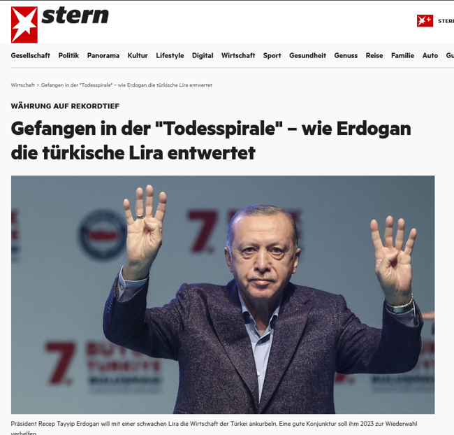 Alman Stern dergisi: Erdoğan, Türk Lirası'nı ölüm sarmalına soktu - Resim : 1