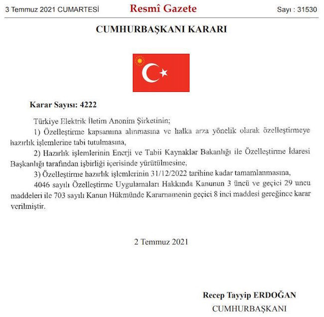 TEİAŞ 'Cumhurbaşkanı Kararı' ile özelleştiriliyor - Resim : 1