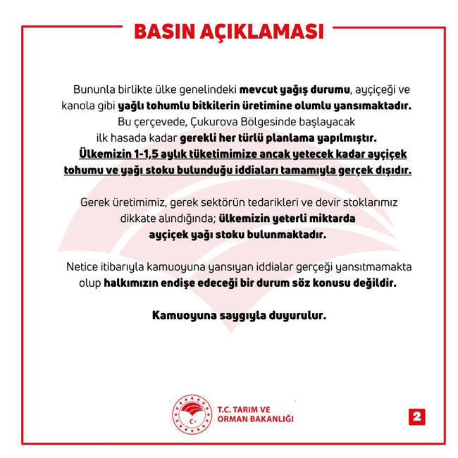 Tarım Bakanı Kirişçi: Ülkemizin yeterli miktarda ayçiçek yağı stoku bulunuyor - Resim : 2