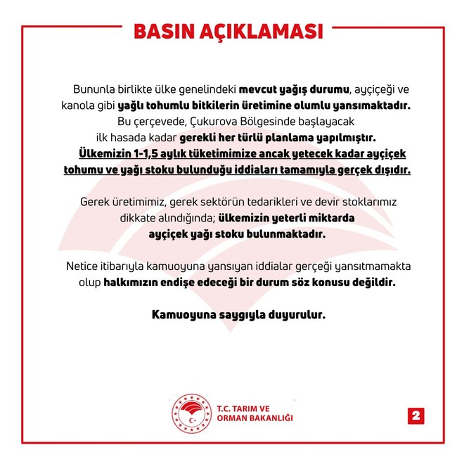 Tarım Bakanı Kirişçi: Ülkemizin yeterli miktarda ayçiçek yağı stoku bulunuyor - Resim : 2