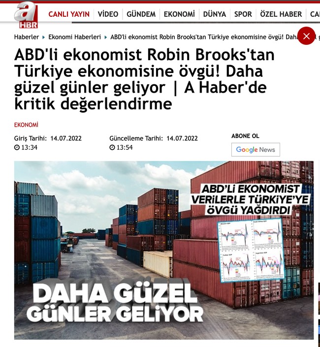 IIF Başekonomisti Robin Brooks bir grafik paylaştı, yandaş medya sevindi - Resim : 3