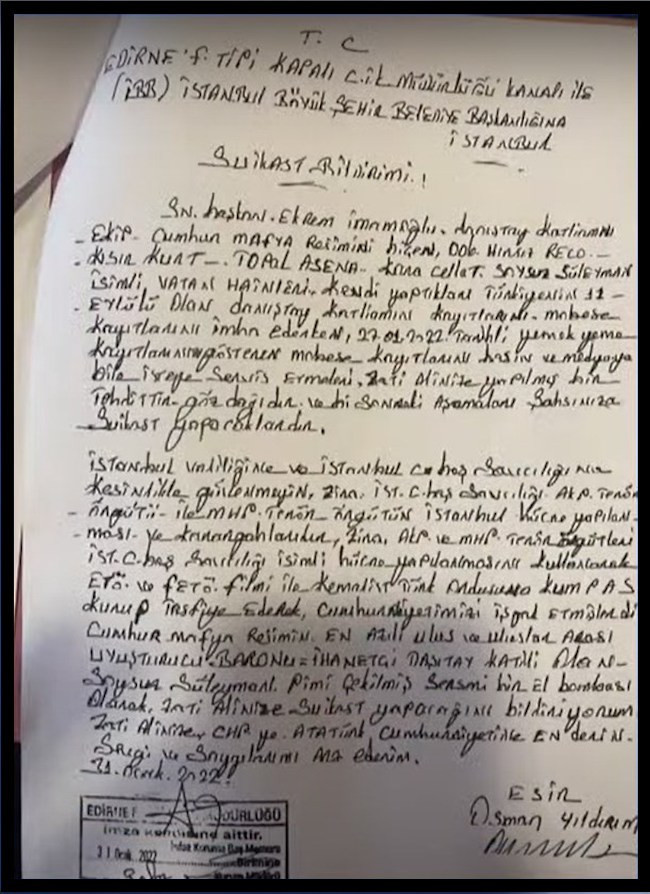 Danıştay cinayeti hükümlüsünün 'İmamoğlu'na suikast' ihbarı ortaya çıktı - Resim : 1