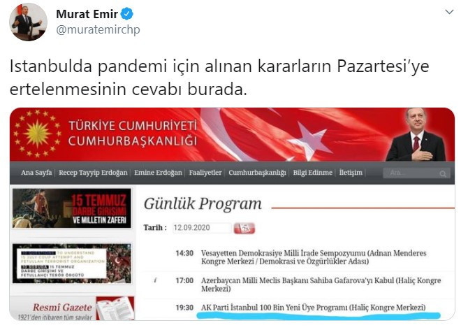Coronavirus yasakları, AKP'nin programı nedeniyle değişti iddiası - Resim : 1