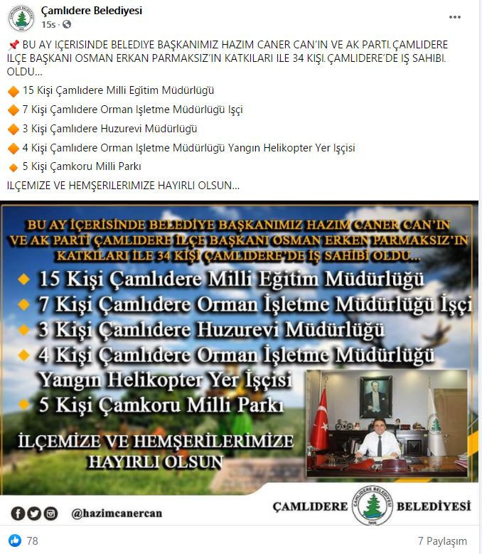 Belediye duyurdu: 34 kişi AKP sayesinde kamuda iş buldu - Resim : 1