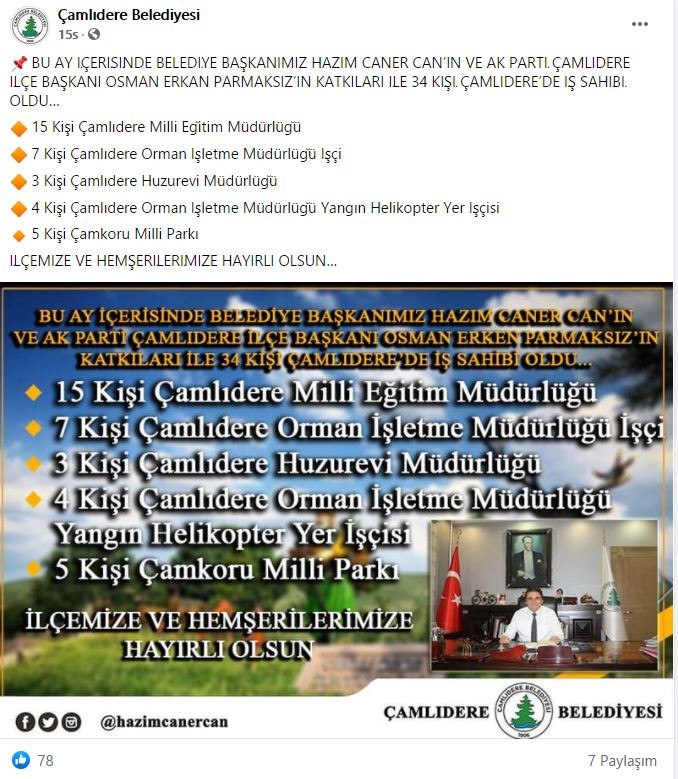 Belediye duyurdu: 34 kişi AKP sayesinde kamuda iş buldu - Resim : 1