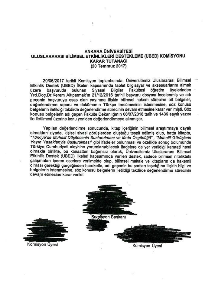 Ankara Üniversitesi, Altıparmak’ın makalesini 'bilimsel' bulmadı - Resim : 1