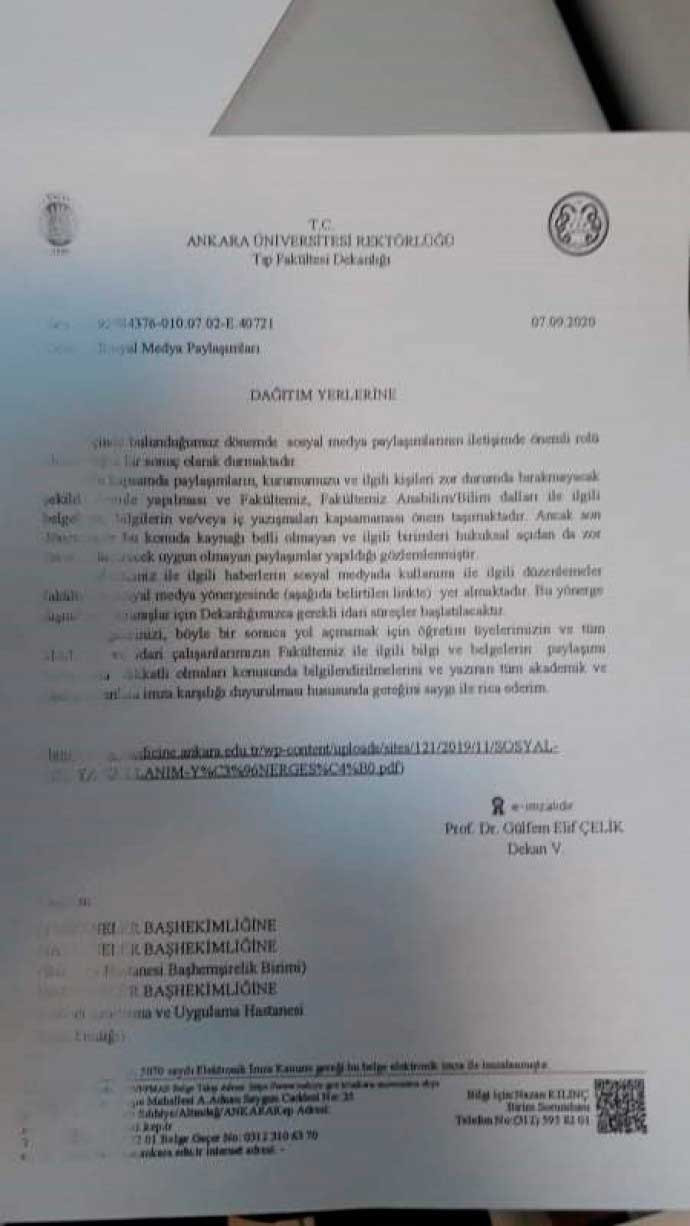 Ankara Üniversitesi’nden sağlıkçılara sosyal medya talimatı: Yasal işlem başlatılacak - Resim : 1